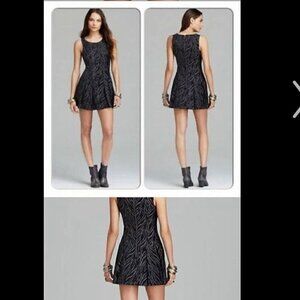 Free People Mini Animal Print Dress Academia Pleated Mini Dress Sz Xs